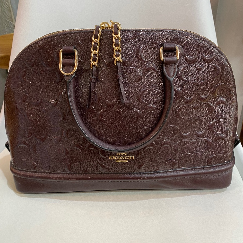 COACH Katy Satchel in Sparkly Burgundy Leather. In great condition!